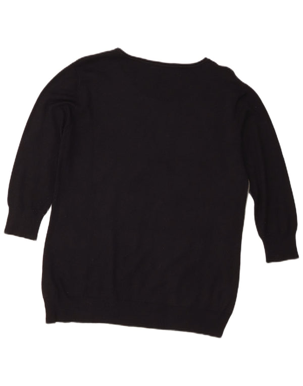 Guess Dame Oversized grafisk bådhals sweater UK 6 XS Sort