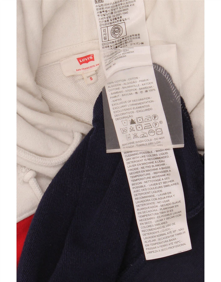 LEVI'S Mens Graphic Hoodie Jumper Small Multicoloured Colourblock Cotton