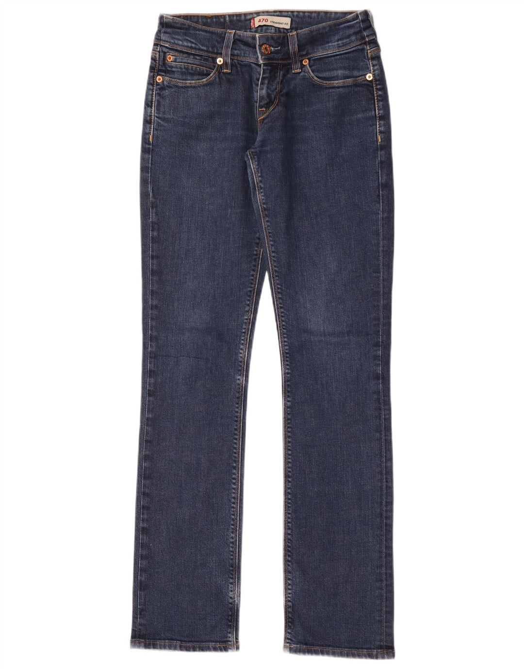 Levi's Dame 470 Straight Jeans W28 L34 Blå Bomuld