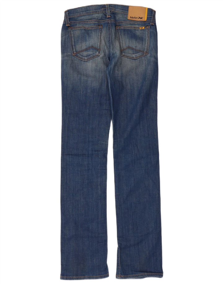 MELTIN' POT Dame Mesh Straight Jeans W26 L34 Blå Bomuld