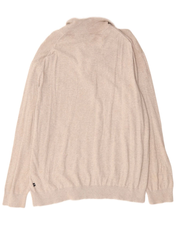 Nautica Herre Zip Neck Jumper Sweater 2XL Grå Flecked Bomuld