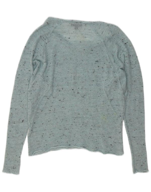Topshop Dame Oversized Boat Neck Jumper Sweater UK 10 Small Blue Flecked