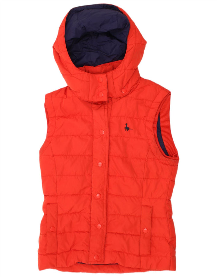 JACK WILLS Dame hætte polstret Gilet UK 8 Lille rød polyester
