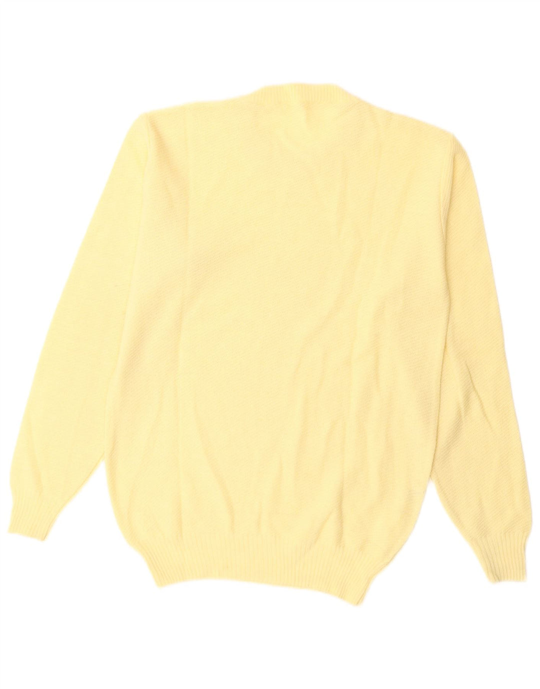 VINTAGE Dame sweater med rund hals DK 14 Medium Yellow Wool
