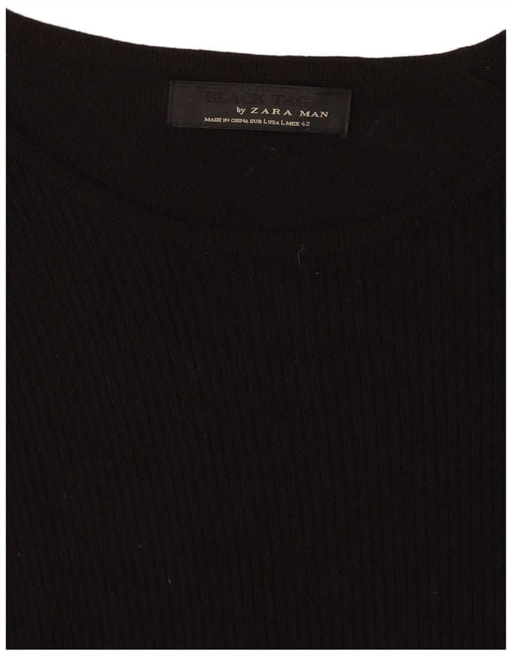 Zara Herre Boat Neck Jumper Sweater Large Sort