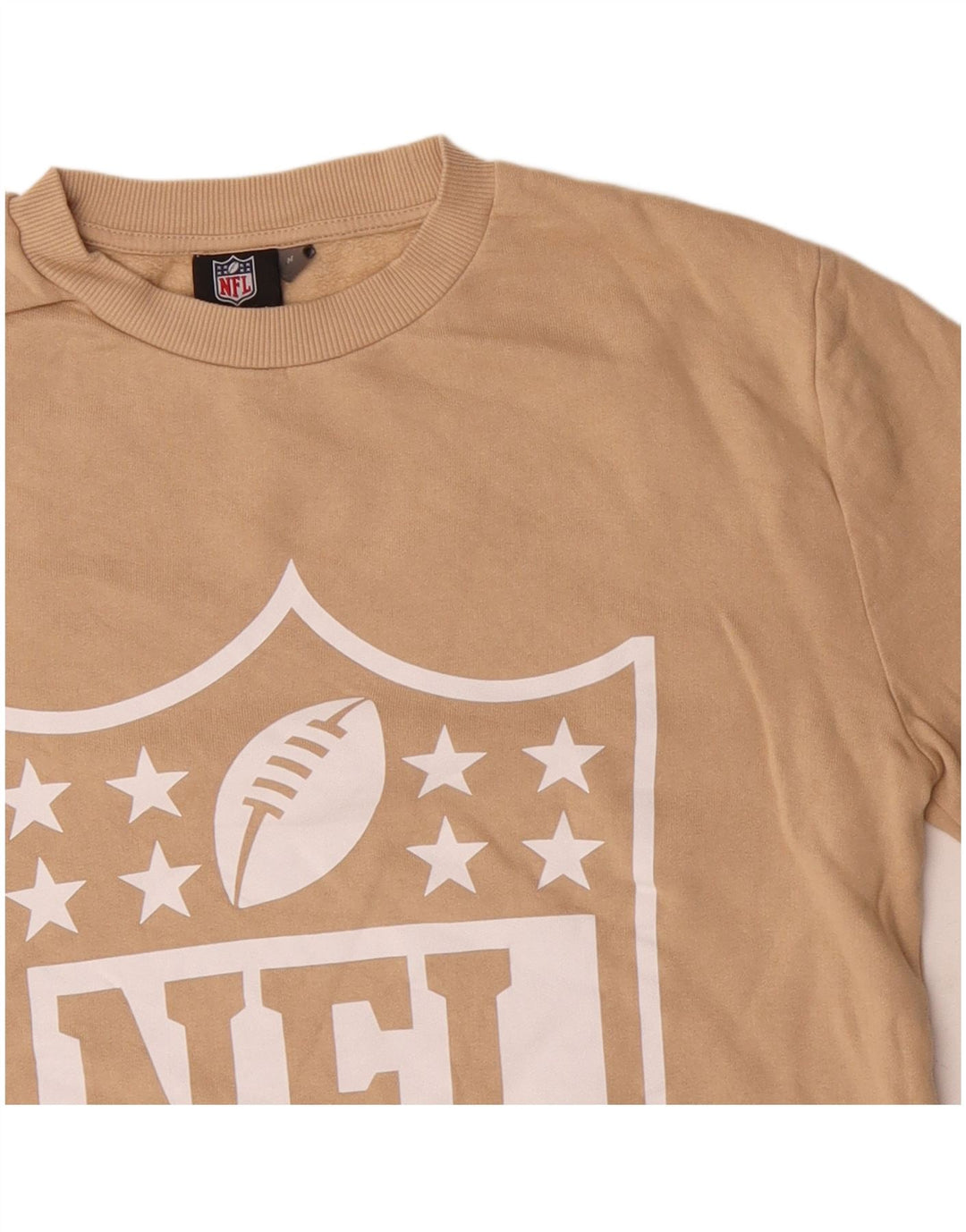NFL Dame Grafisk Sweatshirt Jumper UK 14 Medium Beige Bomuld