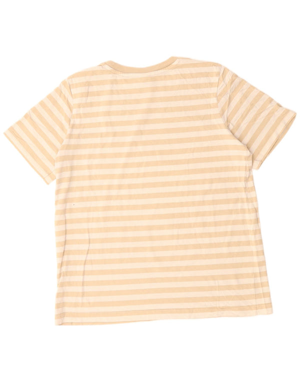 G-STAR Dame T-Shirt Top UK 18 XL Beige Stribet Bomuld