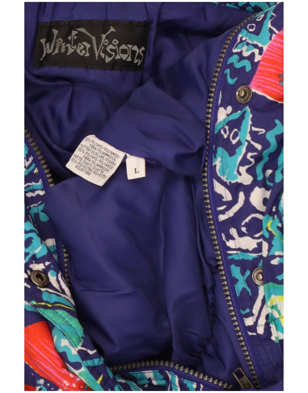 Vintage Dame Ski Jumpsuit UK 16 Stor Lilla Geometrisk Polyamid