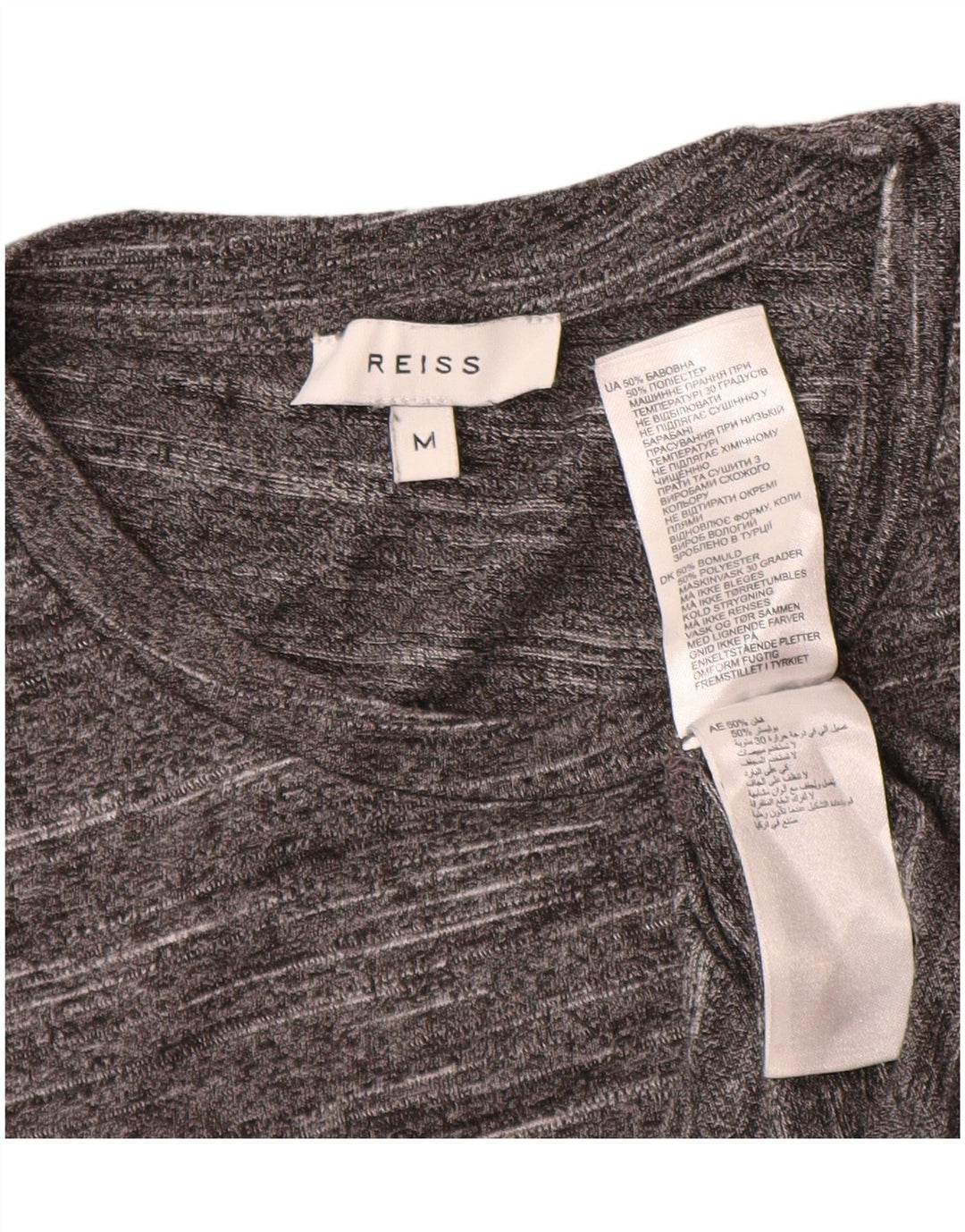 Reiss Herre T-shirt Top Medium Grey Flecked Bomuld