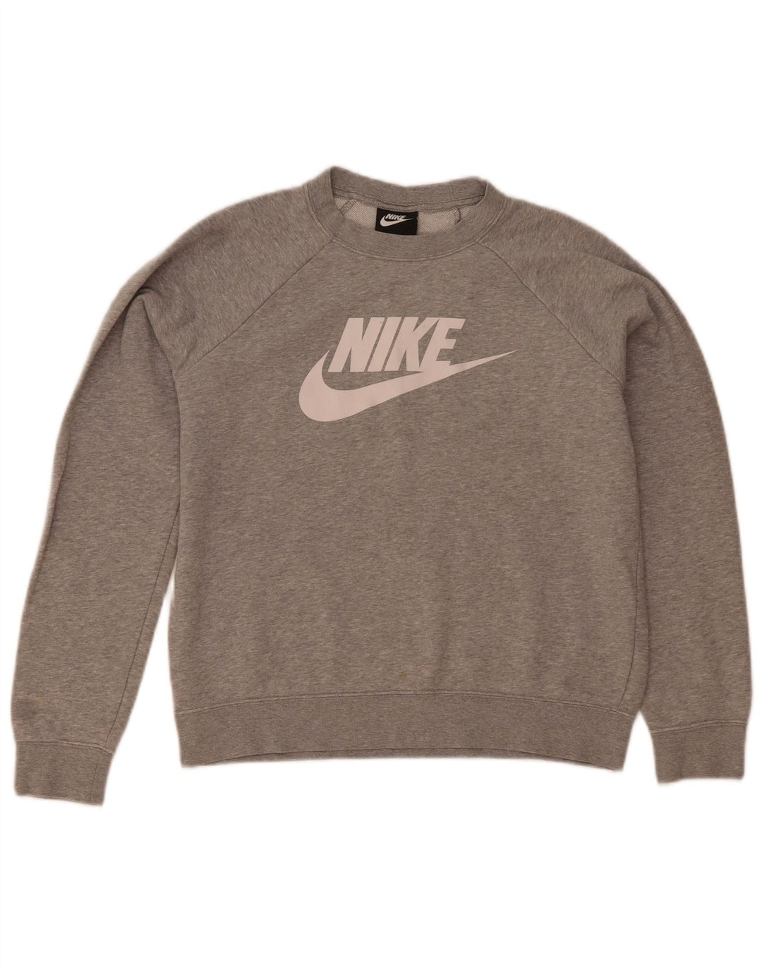 Nike Dame Oversized Grafisk Sweatshirt Jumper UK 10 Small Grey Flecked