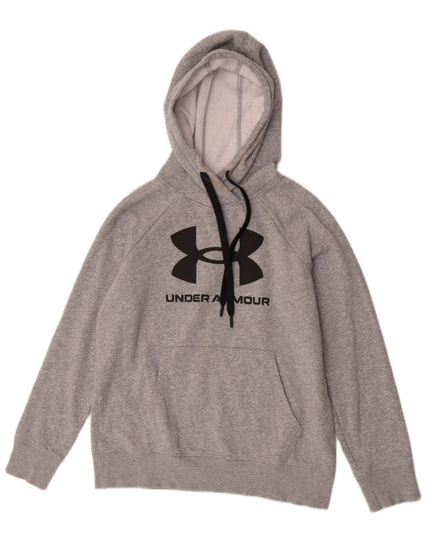 Under Armour Dame Grafisk Oversized Hoodie Jumper UK 10 Small Grey Bomuld