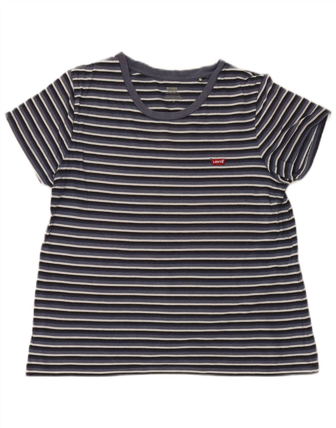 Levi's Dame T-Shirt Top UK 12 Mellem marineblå stribet
