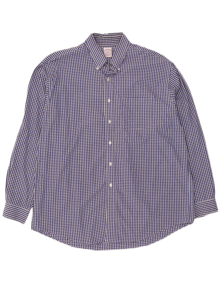 Brooks Brothers Herreskjorte XL Blå Gingham Bomuld