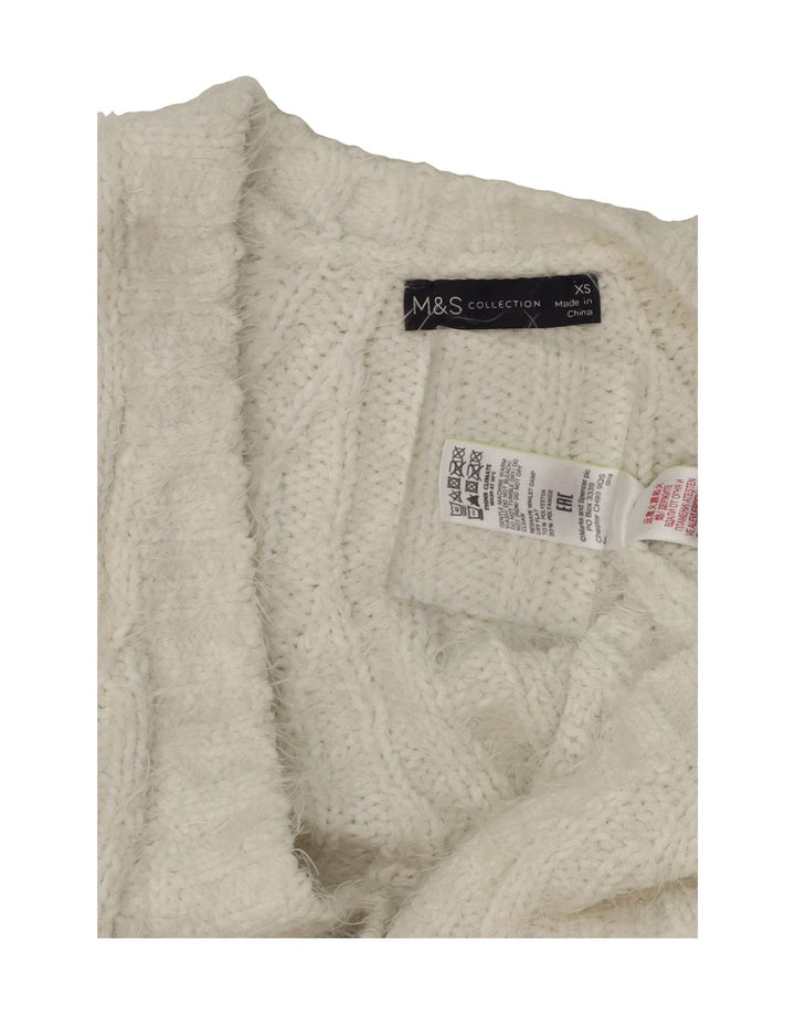 MARKS & SPENCER Womens Oversized Cardigan Sweater UK 6 XS White Polyester Vintage Marks & Spencer and Second-Hand Marks & Spencer from Messina Hembry 