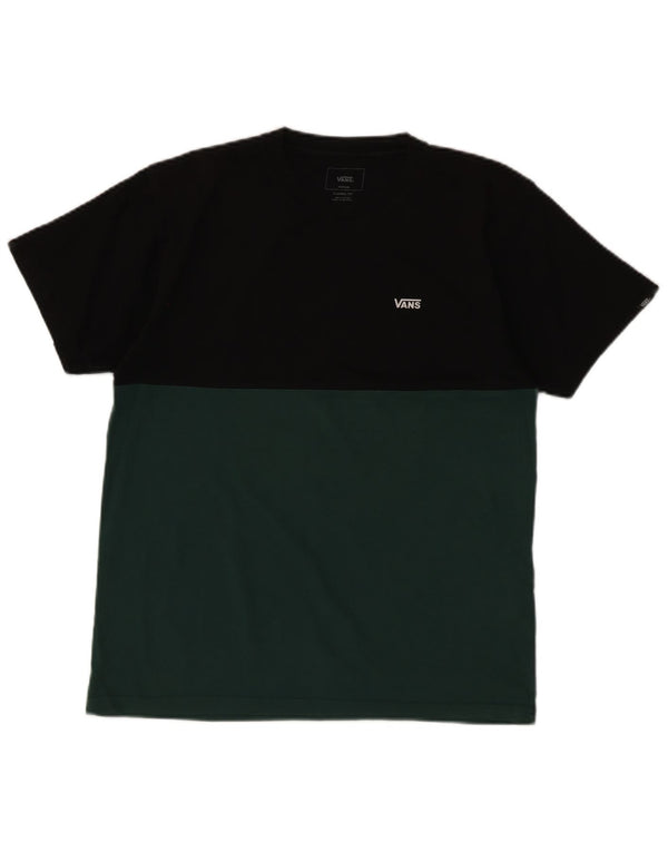 Vans Herre Classic Fit T-Shirt Top Medium Sort Colourblock Bomuld