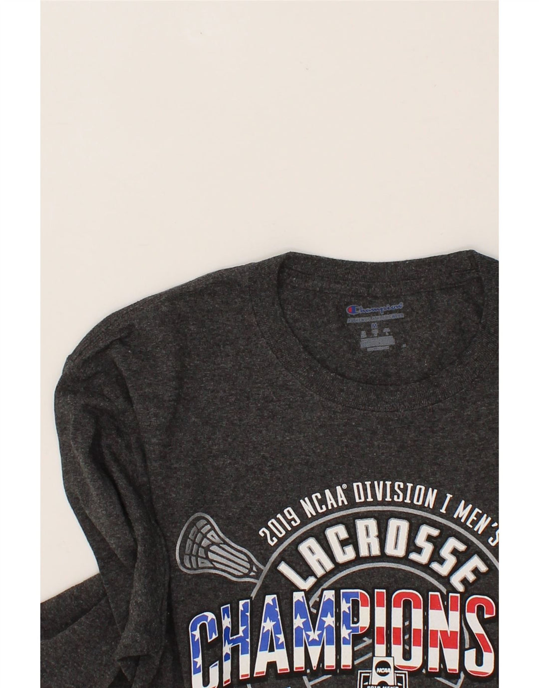 CHAMPION Mens Graphic T-Shirt Long Sleeve Medium Grey Vintage Champion and Second-Hand Champion from Messina Hembry 