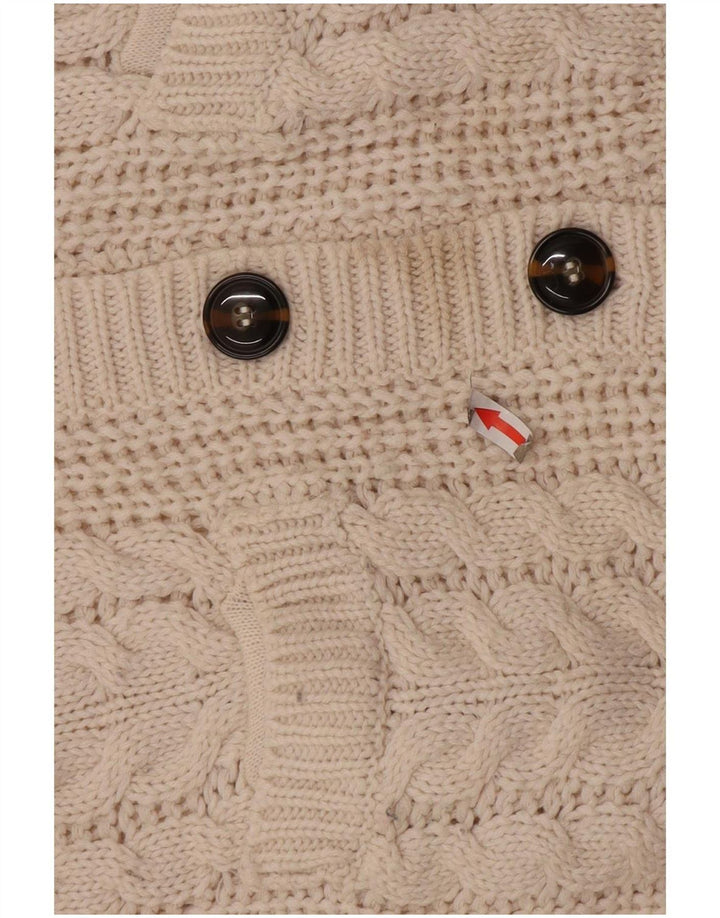 Zara Dame Cardigan Sweater UK 10 Small White Acryl