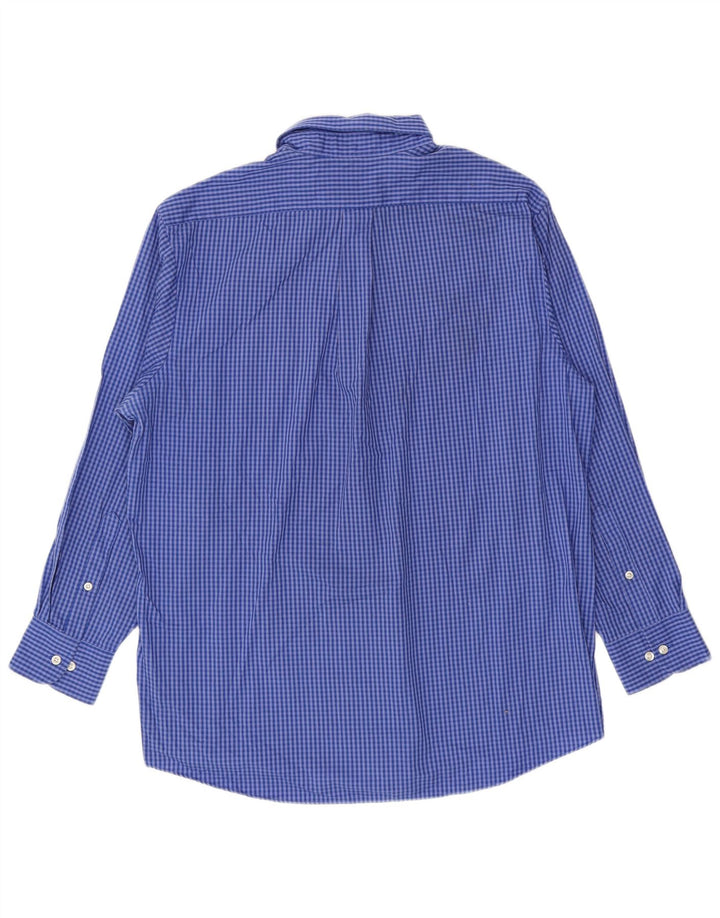 Chaps Herre Classic Fit skjorte str. 16 16 1/2 Large Blue Gingham Cotton