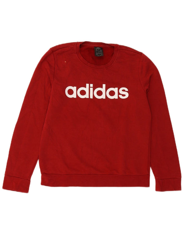 ADIDAS Graphic Sweatshirt Jumper UK 8/10 Small Bourgogne bomuld