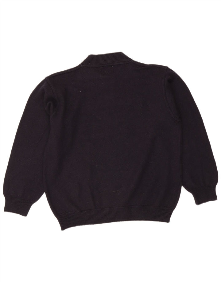 Vintage Herre grafisk skildpaddehals sweater Medium marineblå uld
