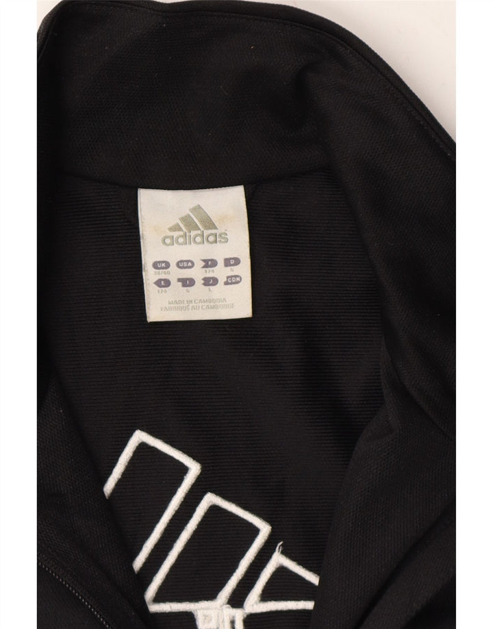 ADIDAS Mens Graphic Tracksuit Top Jacket UK 38/40 Medium Black Polyester Vintage Adidas and Second-Hand Adidas from Messina Hembry 