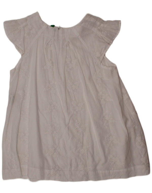 BENETTON Girls A-Line Kjole 10-11 År Hvid Blomster