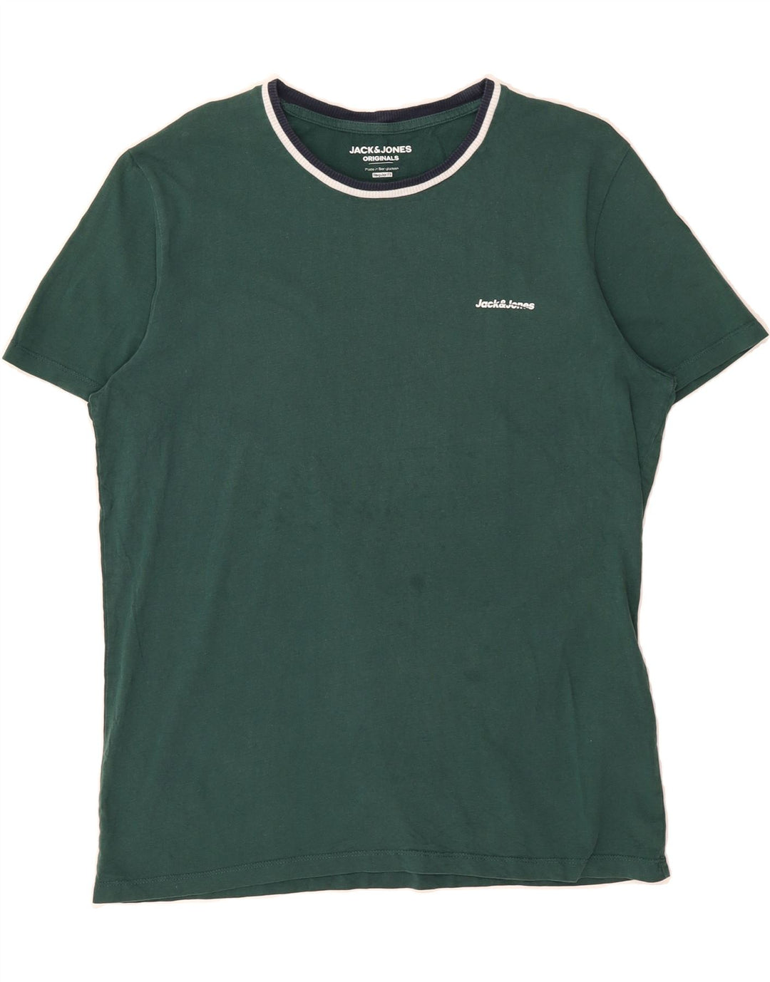 JACK & JONES Mens Regular Fit T-Shirt Top Medium Green Cotton Vintage Jack & Jones and Second-Hand Jack & Jones from Messina Hembry 