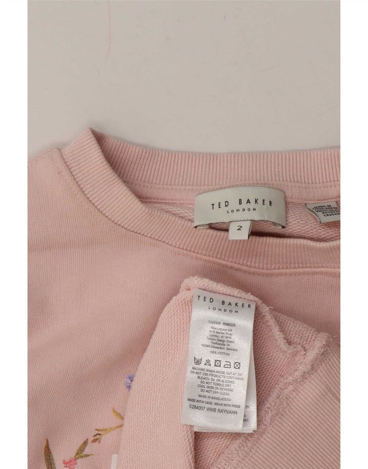 Ted Baker Kvinders Grafisk Oversized Sweatshirt Jumper Størrelse 2 Lille Pink