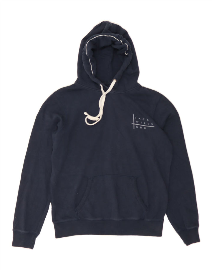 JACK WILLS Womens Oversized Hoodie Jumper UK 12 Medium Navy Blue Cotton Vintage Jack Wills and Second-Hand Jack Wills from Messina Hembry 