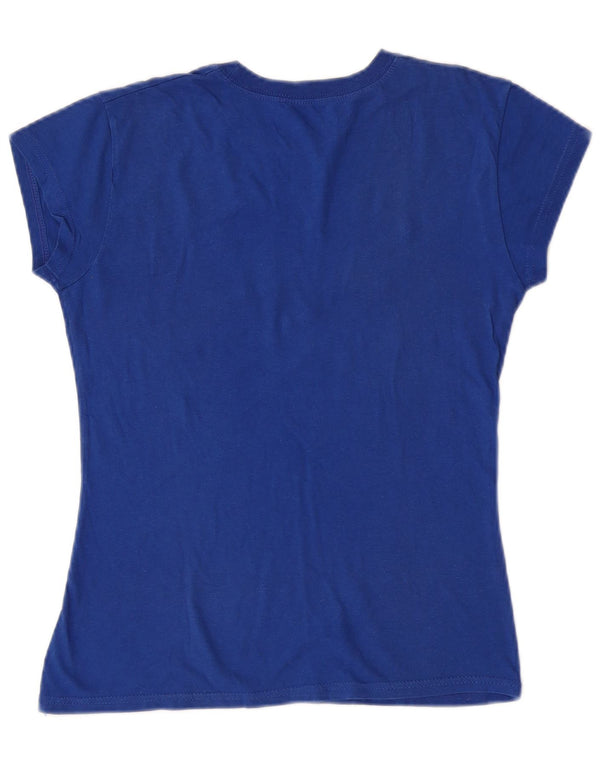 Hard Rock Cafe Dame New York Grafisk T-Shirt Top UK 12 Medium Blue Cotton