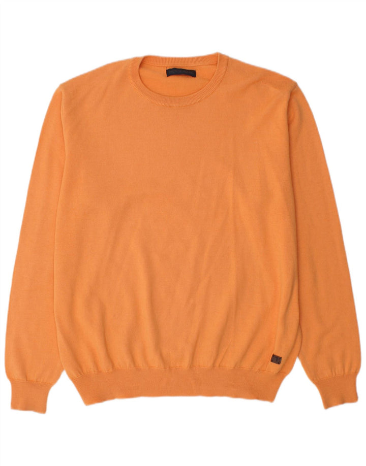 Trussardi Herre sweater med rund hals XL Orange Uld