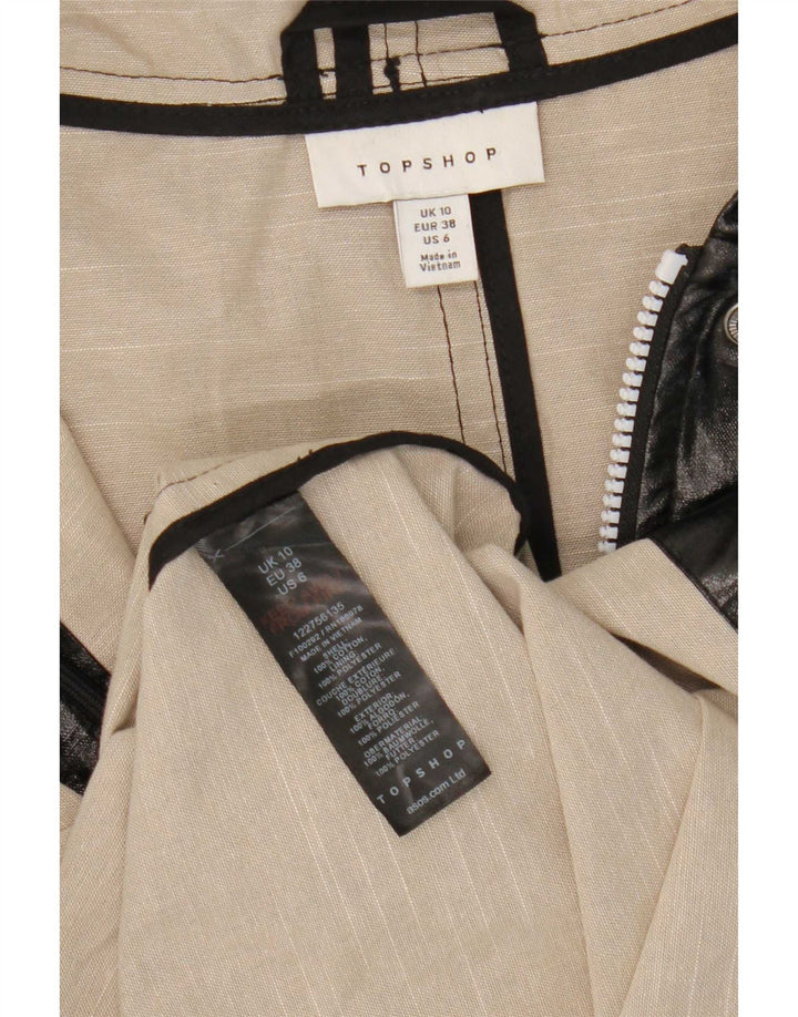 Topshop Dame Hætte Oversized Regnfrakke UK 10 Small Black Bomuld