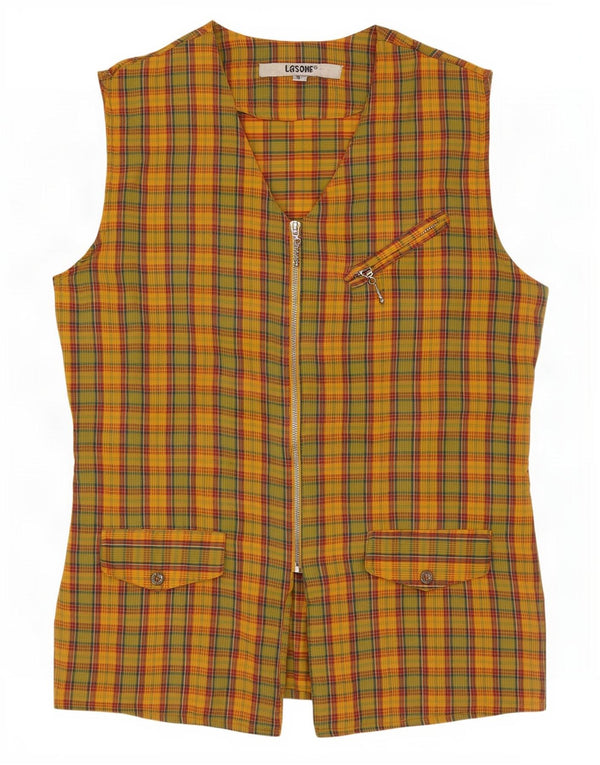 Vintage Womens Utility Gilet EU 38 Medium Flerfarvet ternet bomuld