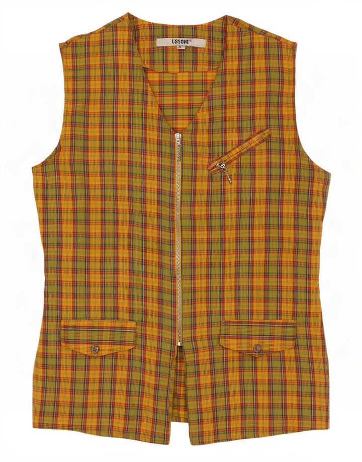 Vintage Womens Utility Gilet EU 38 Medium Flerfarvet ternet bomuld