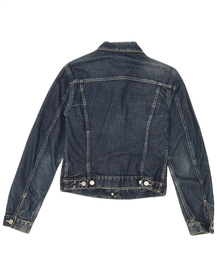 Benetton Dame Crop Denim Jacket UK 10 Small Blue Cotton
