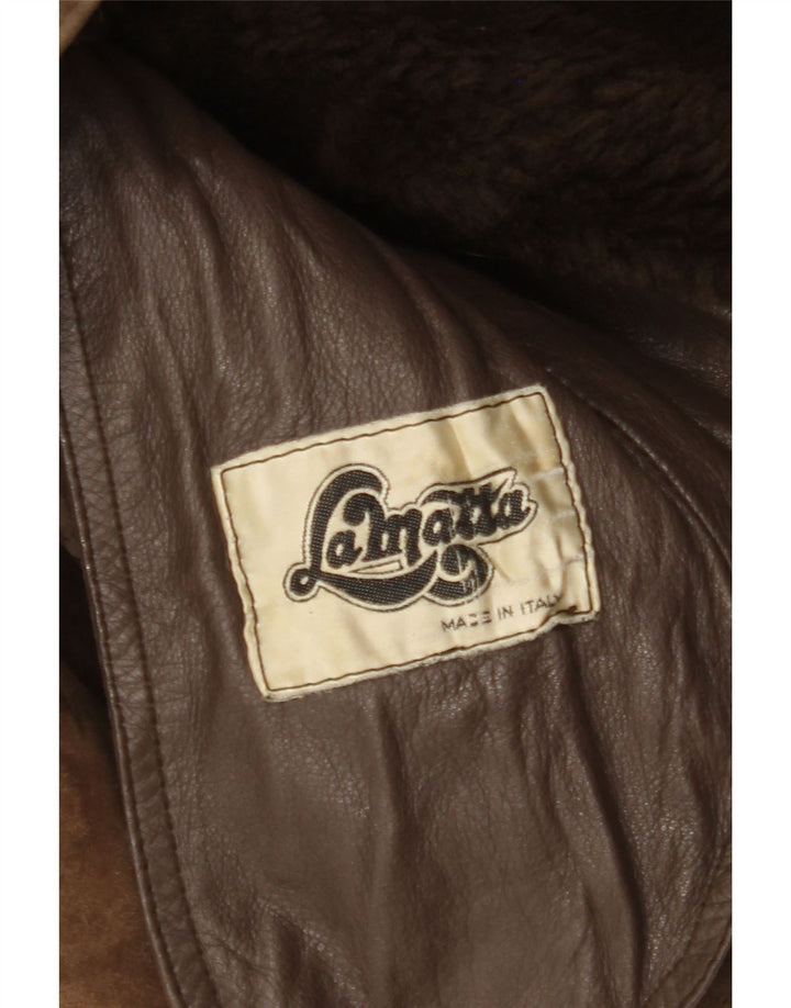 LA MATTA Mens Shearling Jacket UK 36 Small Brown