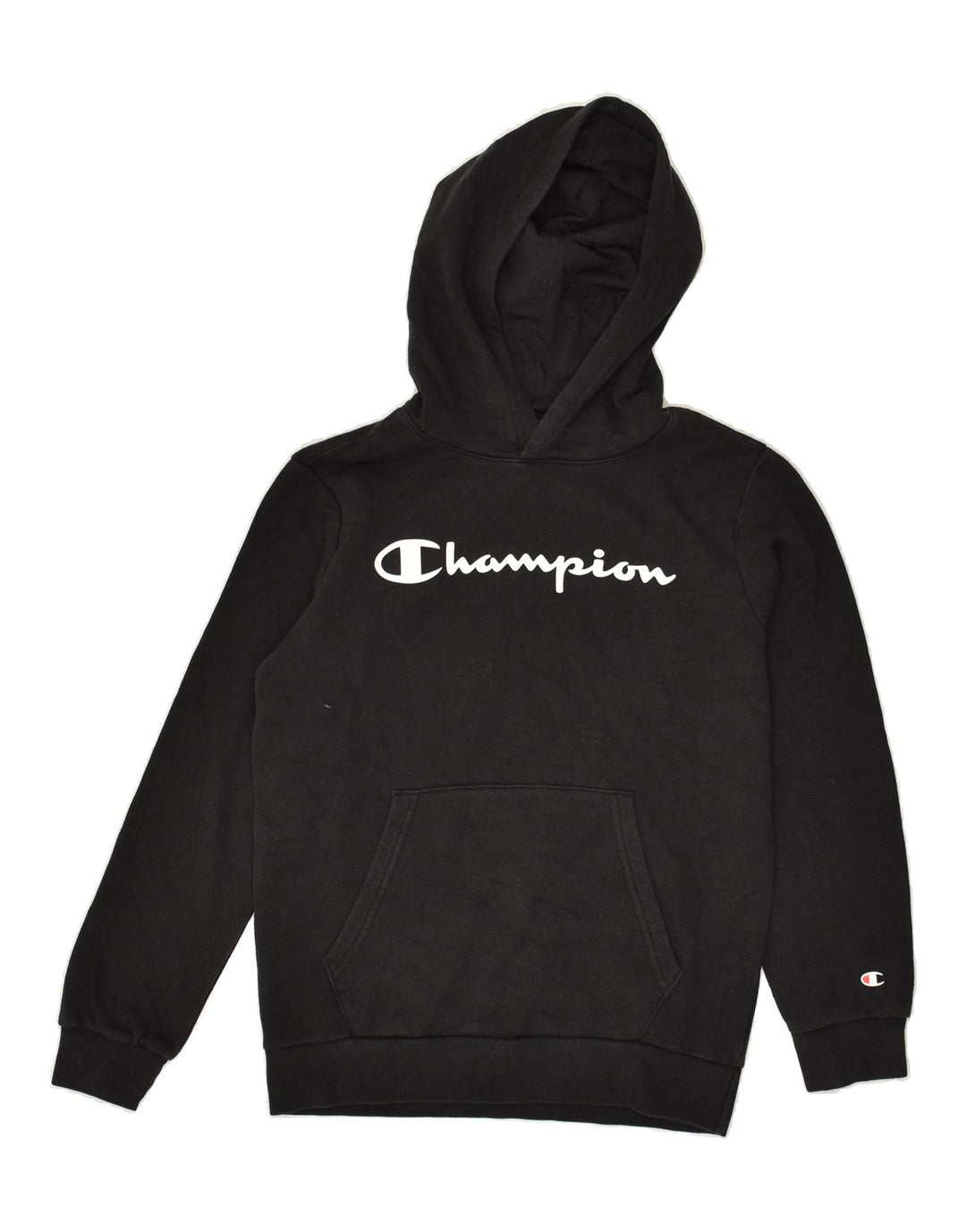 CHAMPION Boys Graphic Hoodie Jumper 11-12 Years Large Black | Vintage Champion | Thrift | Second-Hand Champion | Used Clothing | Messina Hembry 