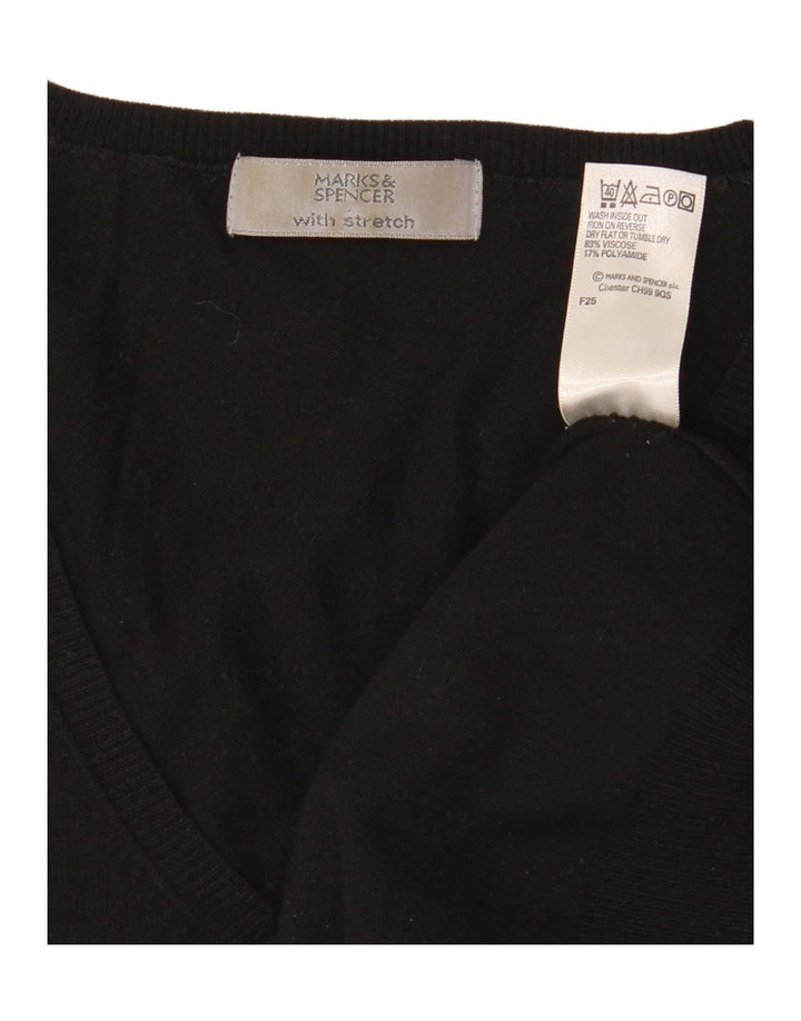 Marks & Spencer Dame 3/4-ærmet V-hals sweater UK 12 Medium Sort