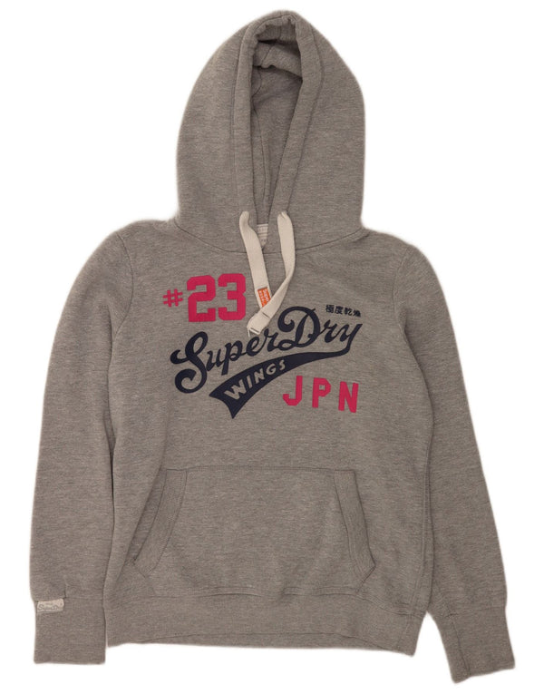Superdry Grafisk hættetrøje til kvinder UK 16 Stor grå bomuld