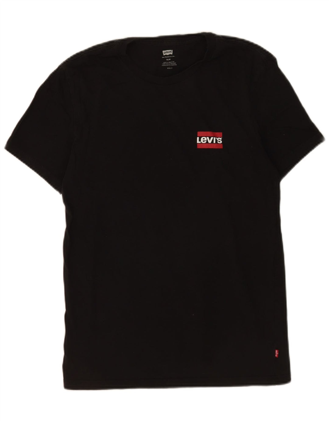 Levi's Herre Slim T-Shirt Top Medium Sort Bomuld