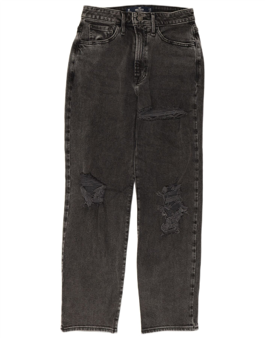 Hollister Dame Distressed Straight Jeans US 3 Small W26 L27 Grå
