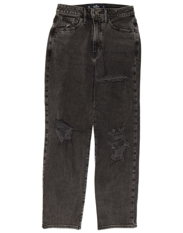Hollister Dame Distressed Straight Jeans US 3 Small W26 L27 Grå