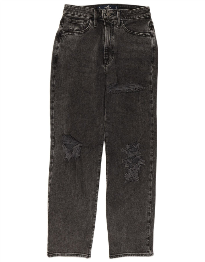 Hollister Dame Distressed Straight Jeans US 3 Small W26 L27 Grå