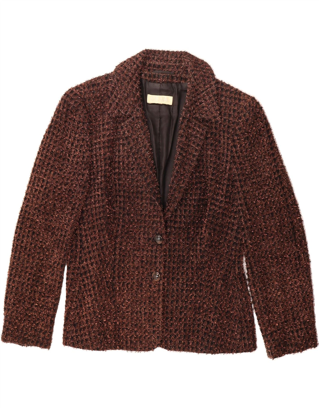 ESCADA Womens 2 Button Blazer Jacket UK 12 Medium Brown Check Rayon Vintage Escada and Second-Hand Escada from Messina Hembry 