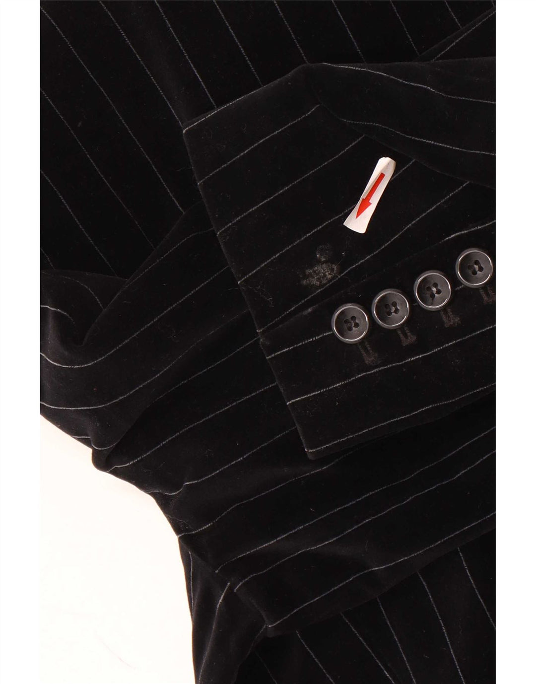 Esprit Dame 2 Button Velvet Blazer Jacket UK 14 Large Black Pinstripe
