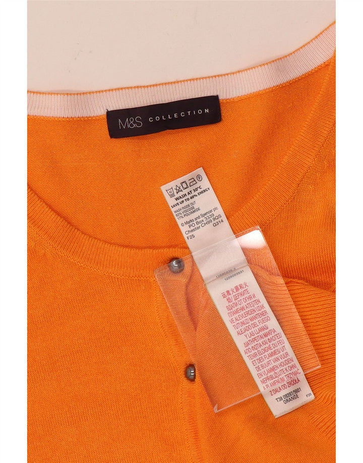 Marks & Spencer Dame Cardigan Sweater UK 12 Medium Orange Viscose