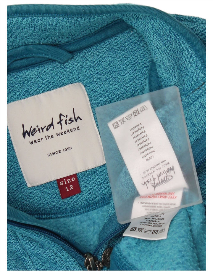 Weird Fish Dame Zip Neck Sweatshirt Jumper UK 12 Medium Blue Polyester