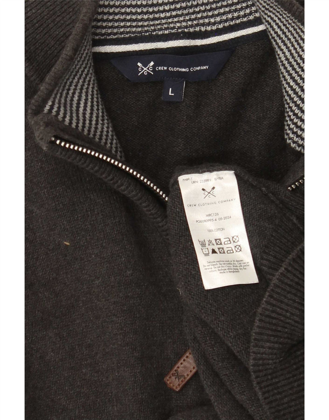 Besætningstøj Herre Zip Neck Jumper Sweater Stor Grå Bomuld