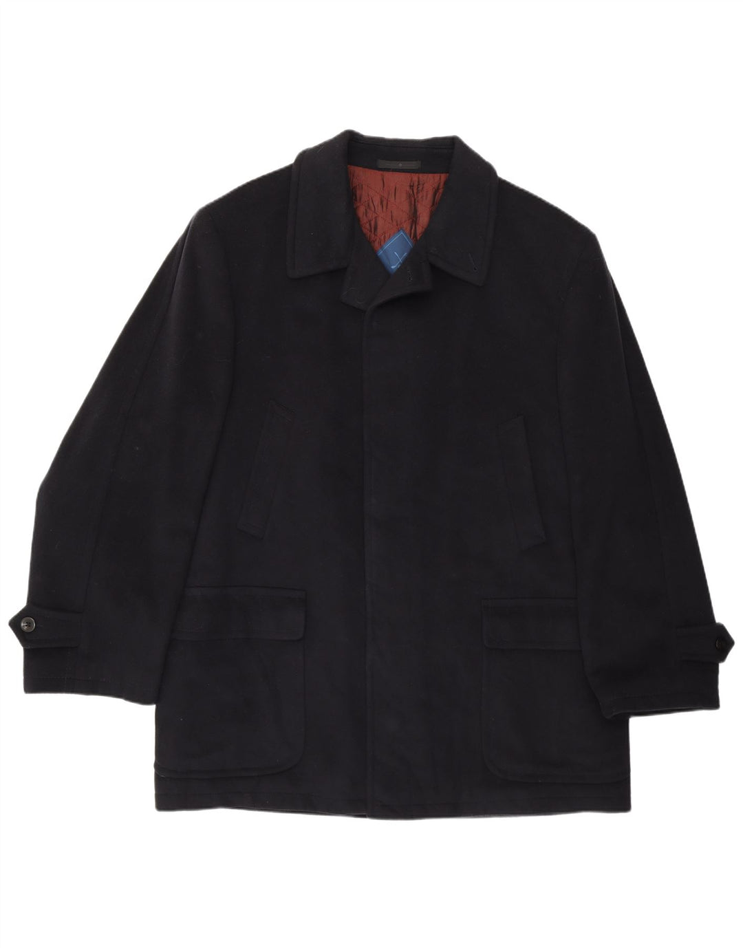 VINTAGE Herre Overfrakke IT 52 XL Navy Blue Cashmere