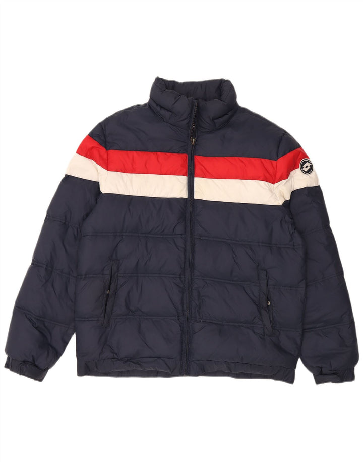 LOTTO Herre polstret jakke UK 40 Large Navy Blue Colourblock Nylon
